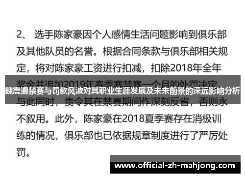 魏震遭禁赛与罚款风波对其职业生涯发展及未来前景的深远影响分析 魏震遭禁赛与罚款风波对其职业生涯发展及未来前景的深远影响分析